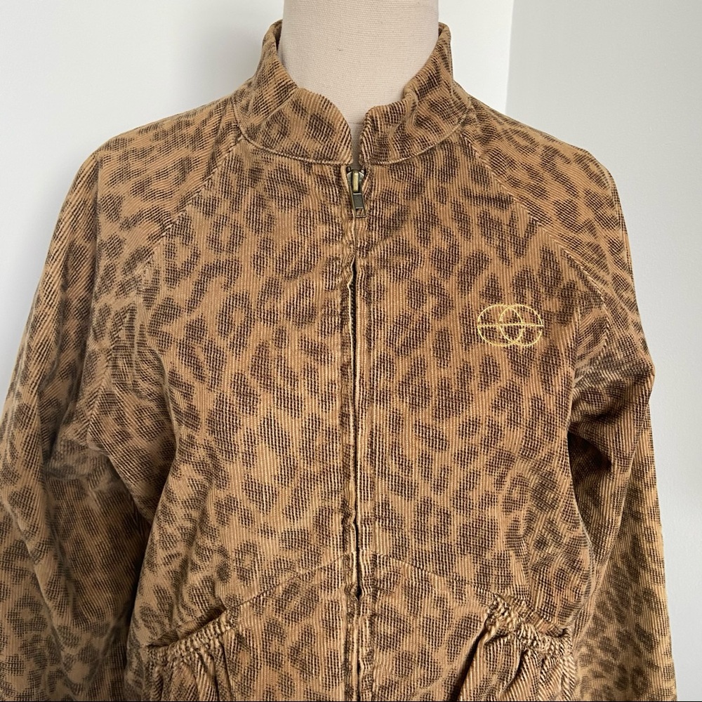 Stussy ladies 12 leopard biker military jacket Y2K - Picture 2 of 12